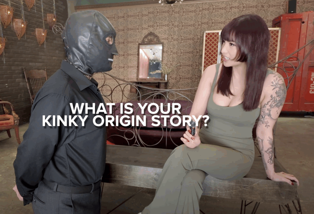 Mx Tomie asks submissive TomieDrone what his kinky origin story is.