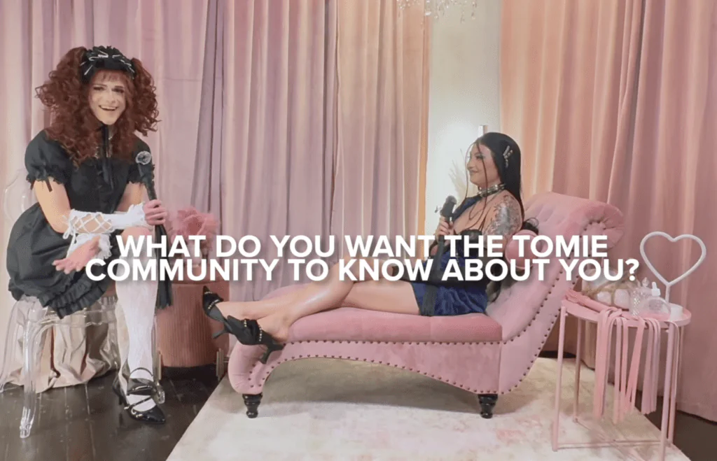 Mx Tomie asks Maeby West what he'd like to share with the audience